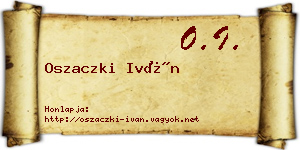 Oszaczki Iván névjegykártya